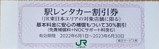 【3枚まで】JR東日本エリア　駅レンタカー割引券 _画像1