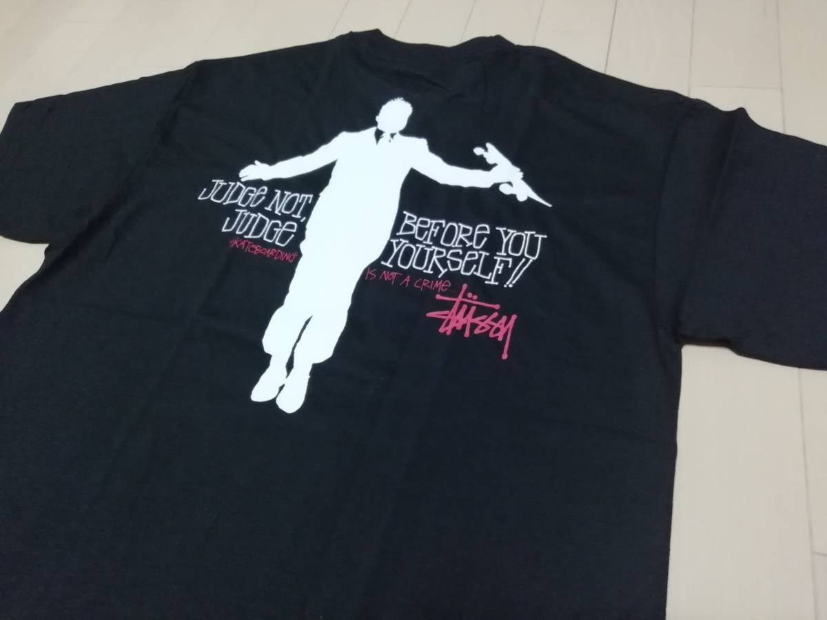 ★即決送込★未使用 L STUSSY 天王寺チャプト10周年 skateboarding is not a crime ニクソン ステューシー Tシャツ T-shirt Tee 黒 black_画像1