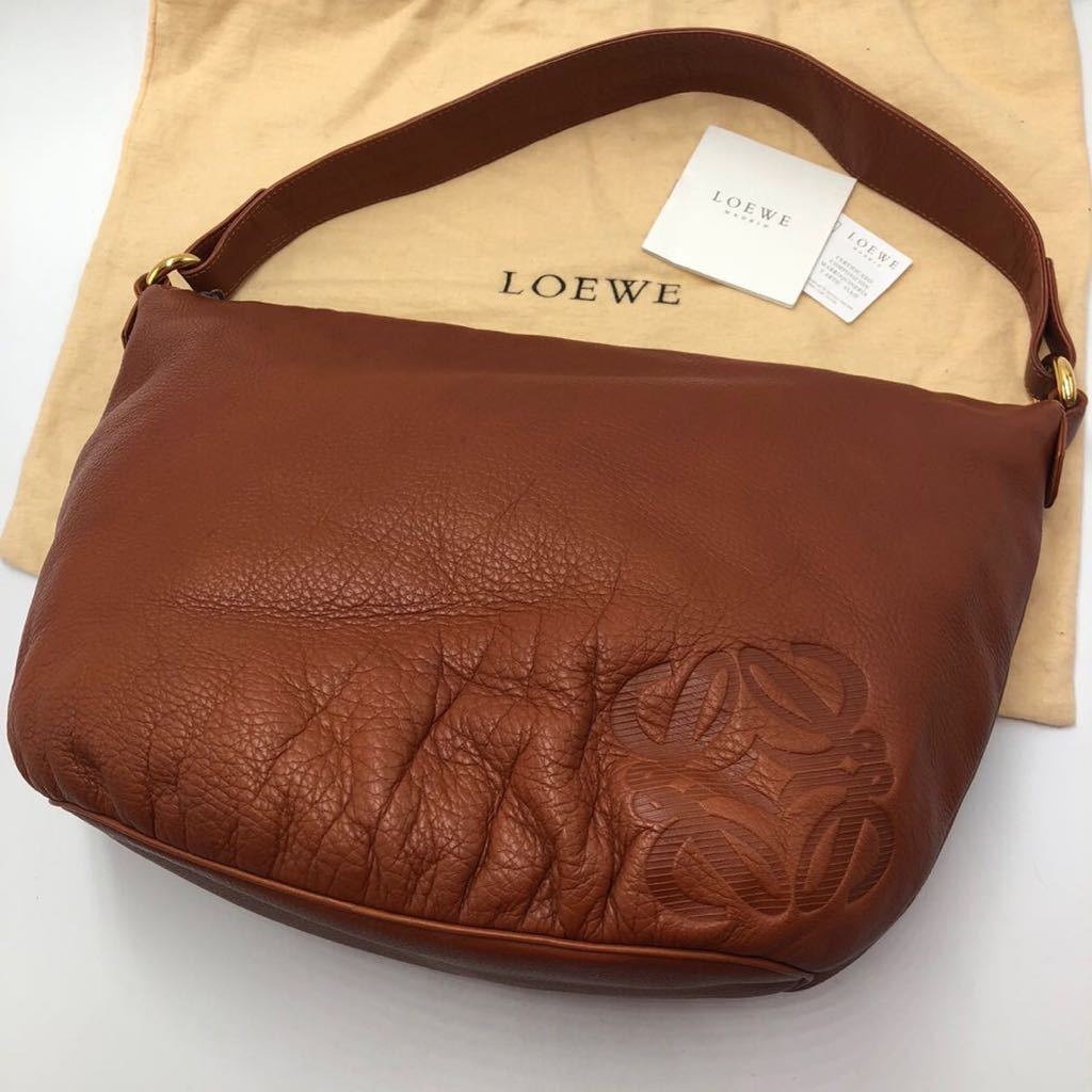 1円【極美品】 LOEWE ワンショルダー ハンドバッグ アナグラム 型押し