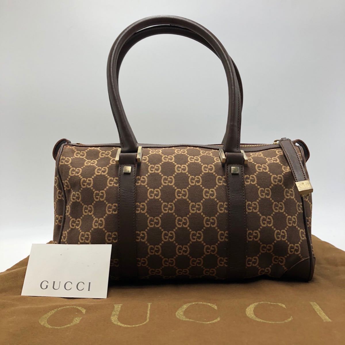 1円【極美品】 GUCCI ミニボストンバッグ GG キャンバス レザー