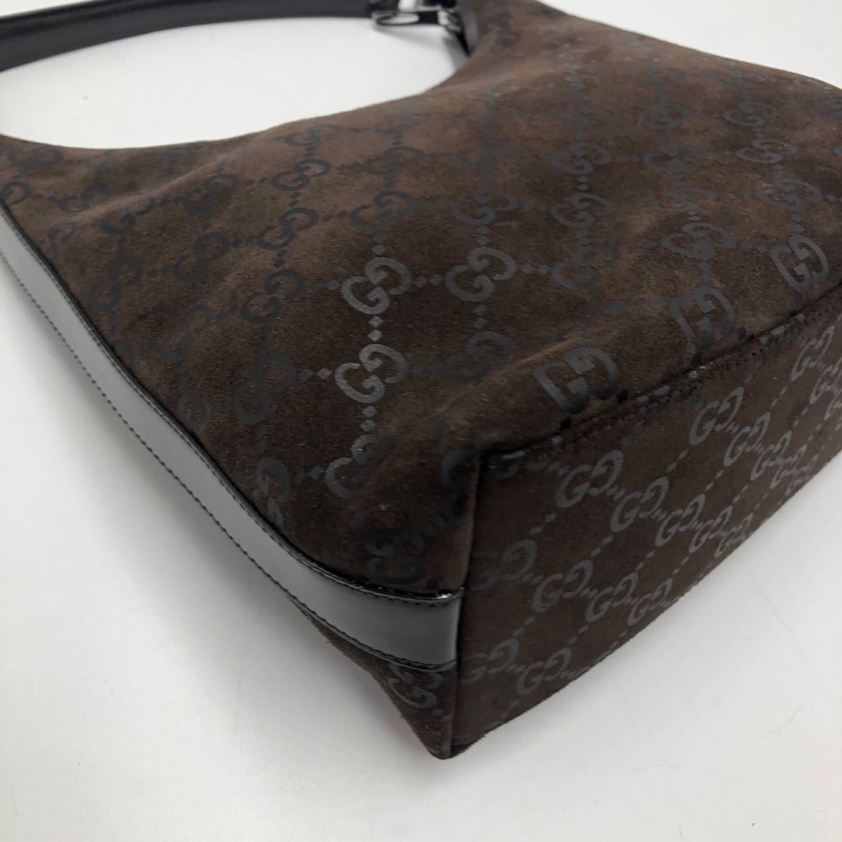 1円【極美品】 GUCCI ハンドバッグ GG スエード レザー シルバー金具