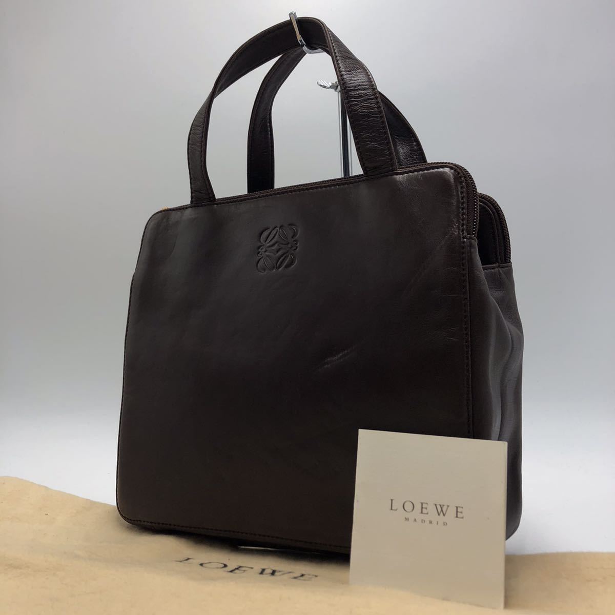 1円【極美品】 LOEWE ハンドバッグ ボックス型 アナグラム 型押し