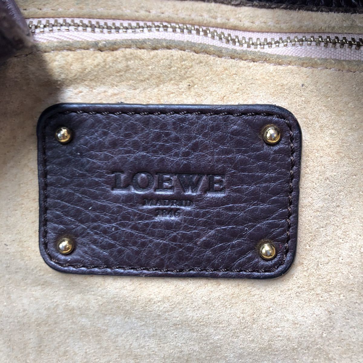 1円【極美品・超希少】 LOEWE ナッパアイレ アナグラム ゴールド金具 ハンドバッグ トートバッグ 大容量 ロエベ ブラウン レザー_画像10