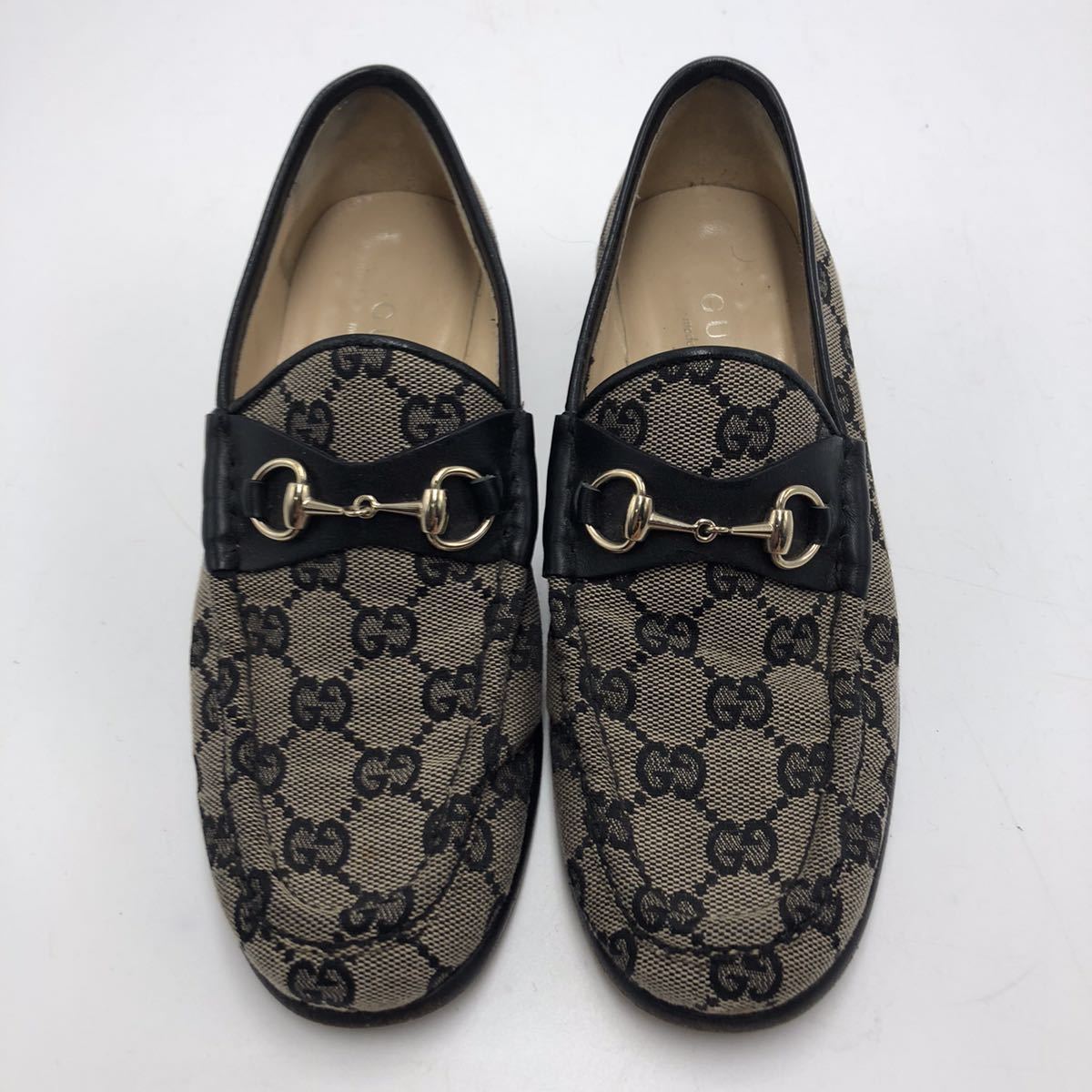 1円【極美品】 GUCCI パンプス GG キャンバス レザー ホースビット