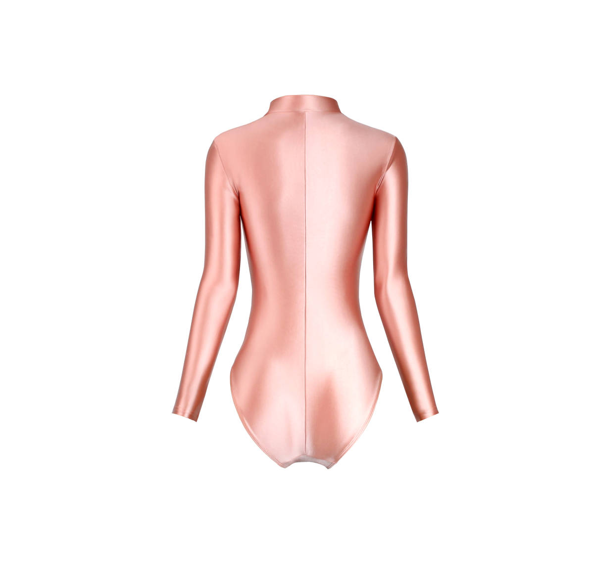 MJINM zentai suit high‐necked long sleeve body suit front jipa yoga suit sexy costume play clothes pink 
