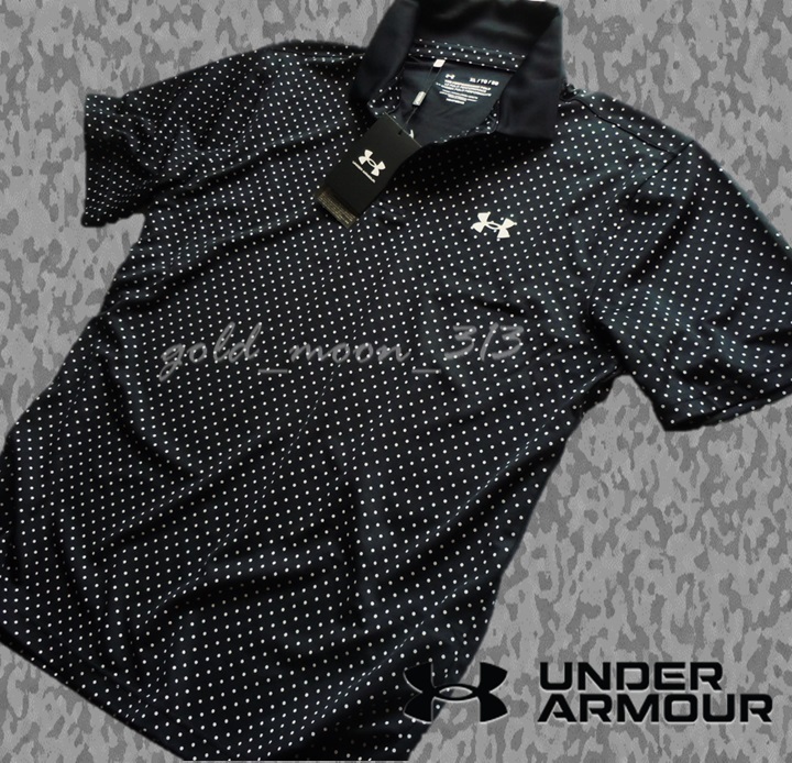 ■新品タグ付■UA MENS：XL=O/LL ドットプリント PERFORMANCE POLO アンダーアーマー UNDERARMOUR ポロシャツ UPF50+ 水玉 BLACK ゴルフ_画像5