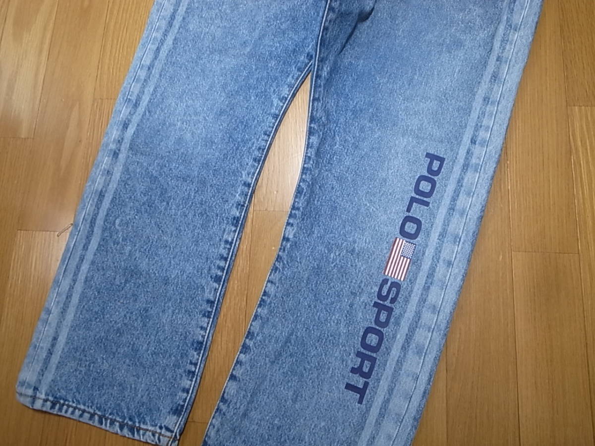 【送料無料 即決】 POLO SPORT RALPH LAUREN 復刻ポロスポーツ ラルフローレンVARICK SLIM STRAIGHT JEANS 36x30 ロゴLOGO デニム ジーンズ