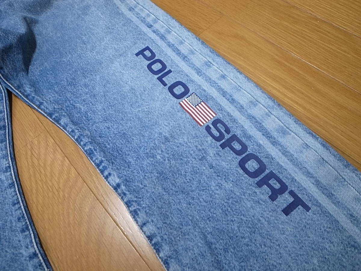 【送料無料 即決】 POLO SPORT RALPH LAUREN 復刻ポロスポーツ ラルフローレンVARICK SLIM STRAIGHT JEANS 36x30 ロゴLOGO デニム ジーンズ