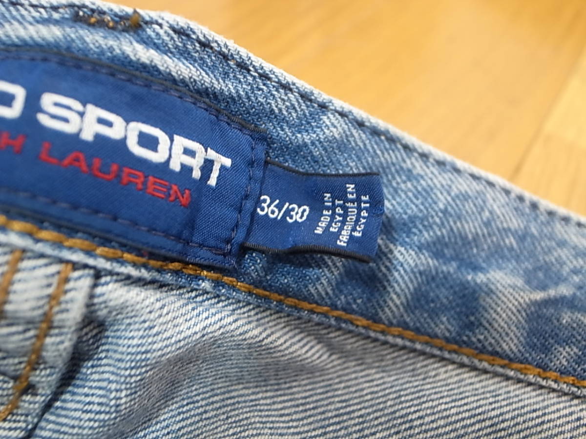 【送料無料 即決】 POLO SPORT RALPH LAUREN 復刻ポロスポーツ ラルフローレンVARICK SLIM STRAIGHT JEANS 36x30 ロゴLOGO デニム ジーンズ