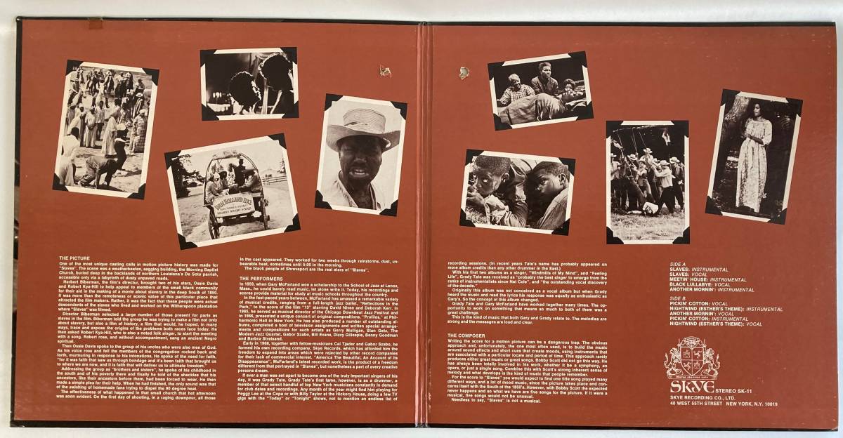 SLAVES 未公開(1969) ボビー・スコット 編曲・指揮：ゲイリー・マクファーランド 米盤LP SKYE SK-11 STEREO Cutout_画像3