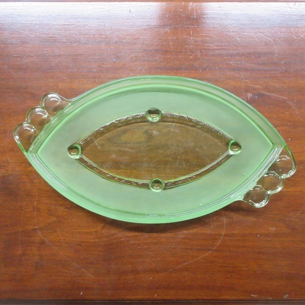 イギリス インテリア雑貨 ガラス製 グリーングラス 小物置き アクセサリートレー フィギュリントレー 英国 glass 1232sb_画像1