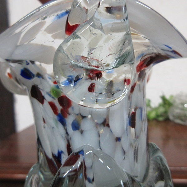 イギリス インテリア雑貨 ガラス製 置き物 ガラスバスケット フラワーベース 花器 飾り 英国 glass 1272sb_画像7