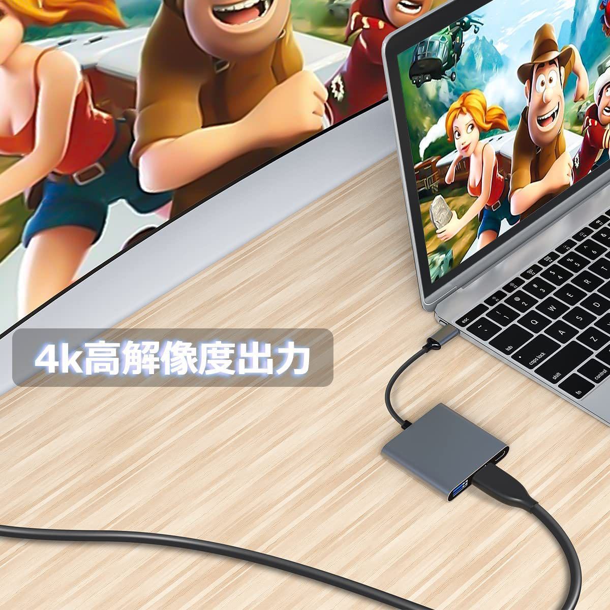 USB Type c HDMI アダプター 3-in-1 変換アダプター#847