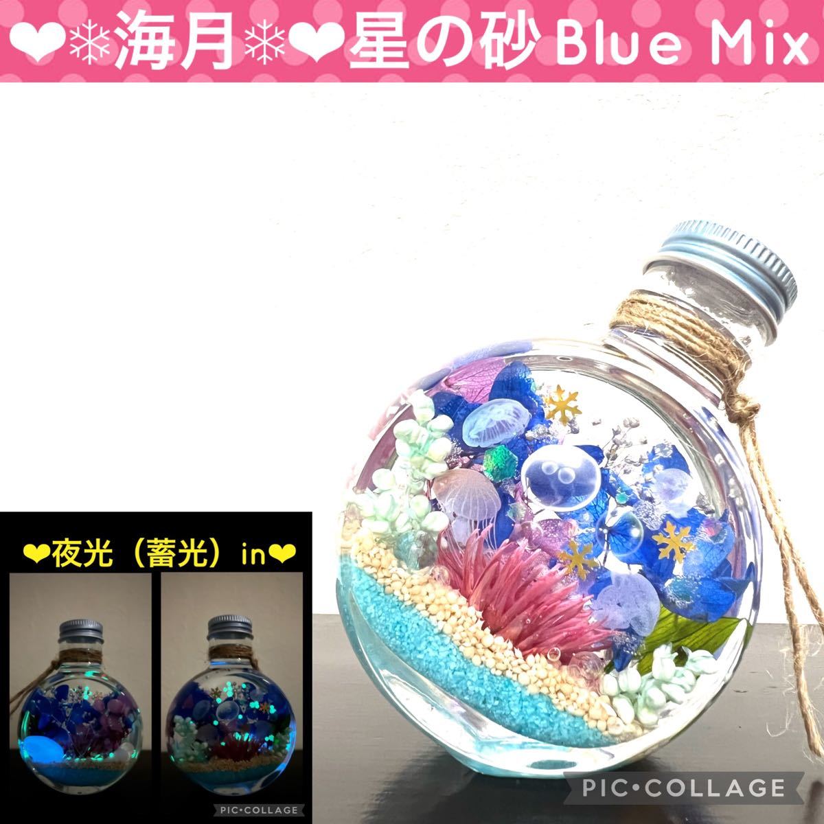 【New】〜脚長海月Mix〜貝殻&星の砂in蓄光アクアリウム