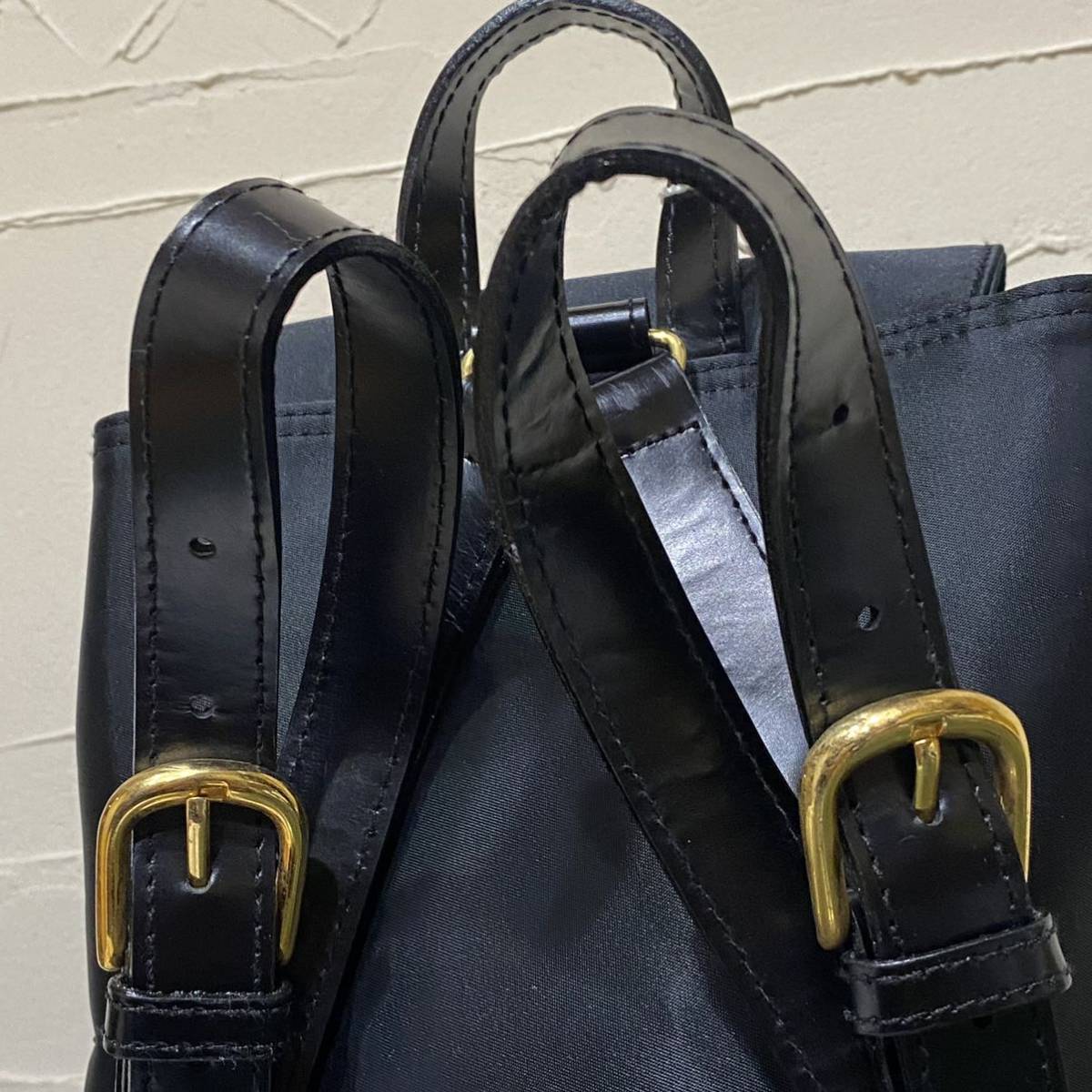  unused Italy made GIAN FRANCO FERRE rucksack nylon × leather Vintage bag fere