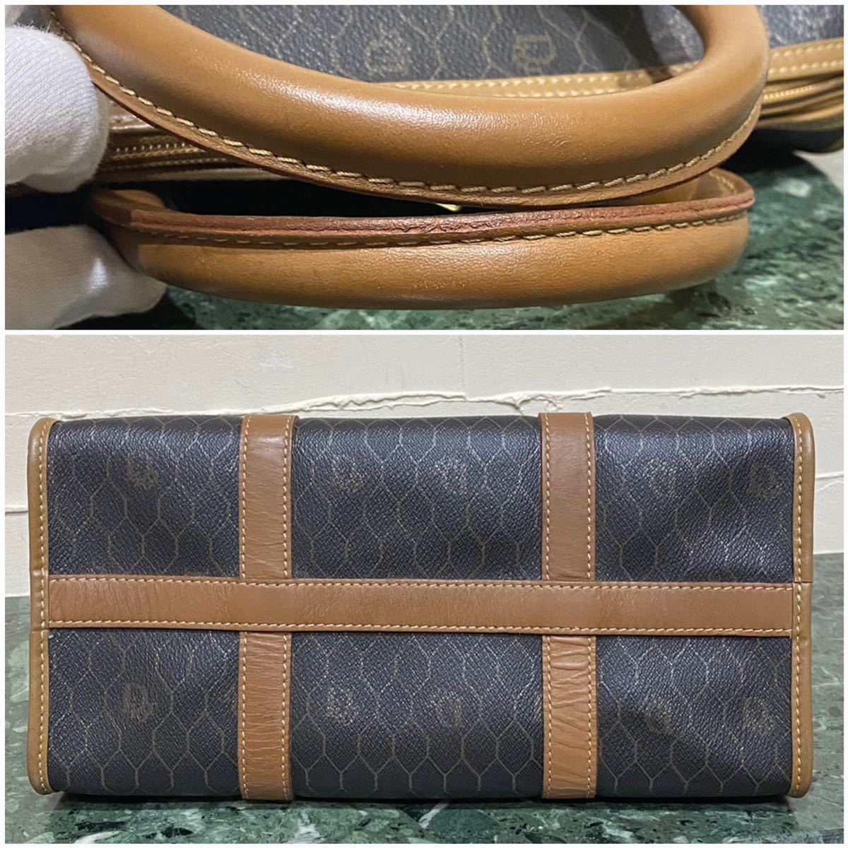 Christian Dior ミニボストンバッグ ハニカム柄 PVC×レザー Christian Dior ミニボストンバッグ ハニカム柄 PVC×レザー