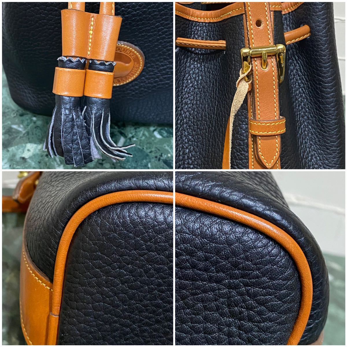 良品 DOONEY＆BOURKE 型押しレザー 巾着型 ショルダーバッグ バイカラー ドゥーニー＆バーク ヴィンテージバッグ 斜め掛け レア USA製