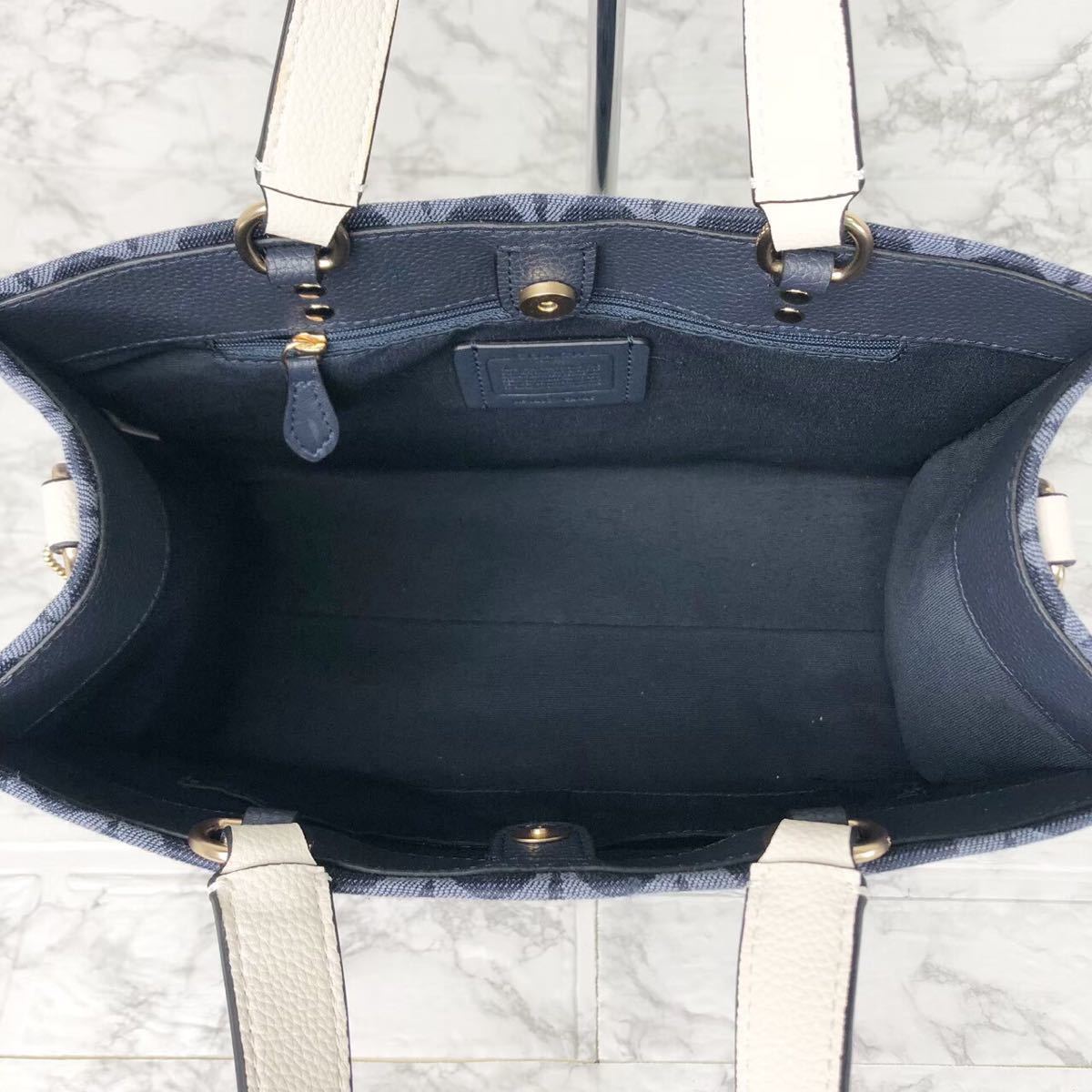 新品】COACH トート ハンドバッグ ショルダーバッグ 丸ロゴ デニム