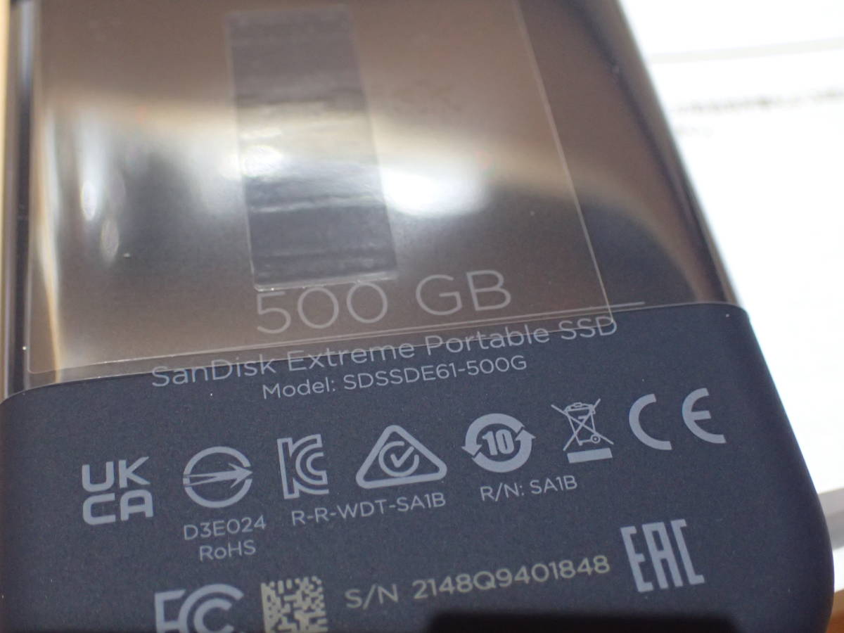 SanDisk サンディスク ポータブルSSD 500GB SDSSDE61-500G-GH25 外付けSSD 未使用 6