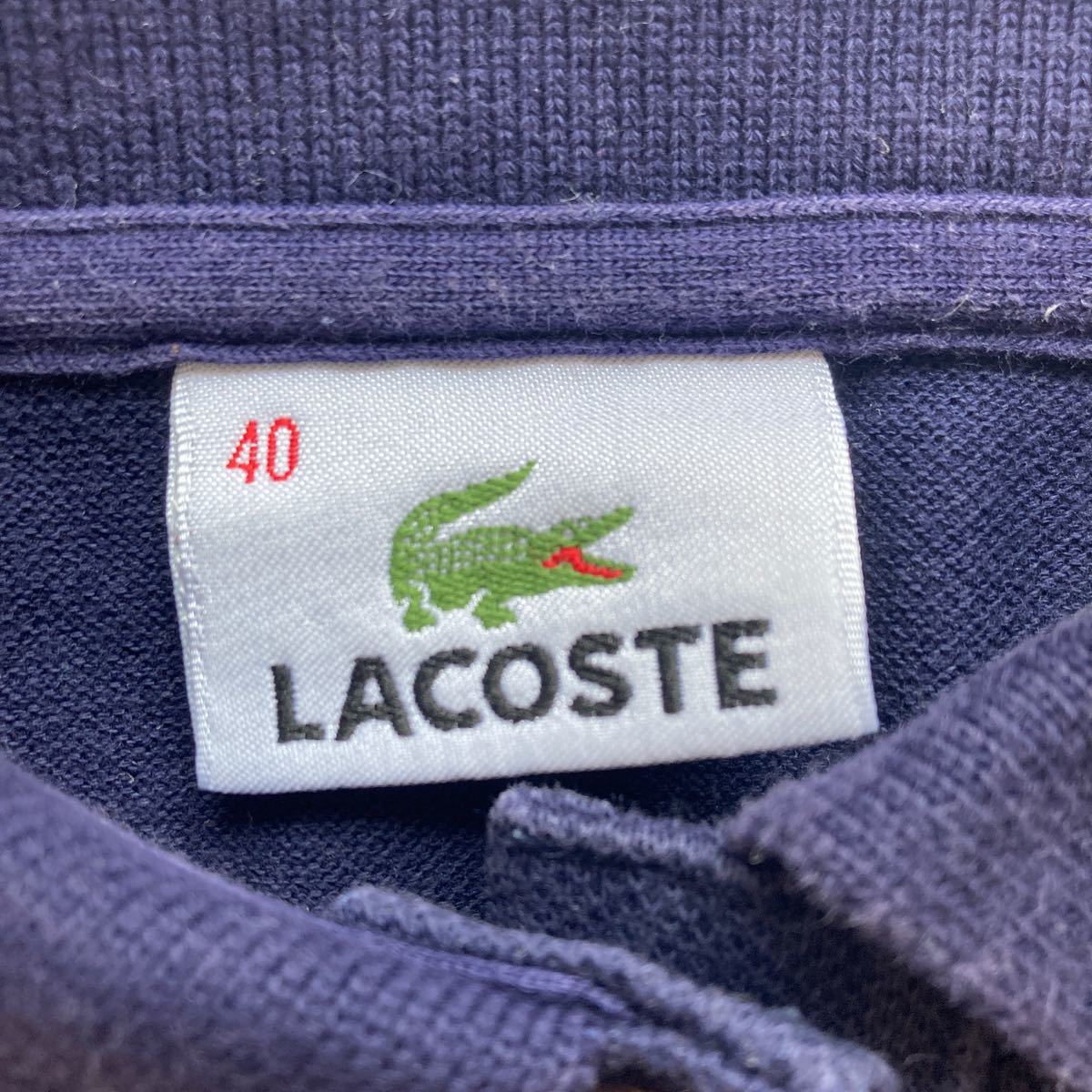 【値下げしました】LACOSTE 濃紺ノースリーブポロシャツ　レディース40