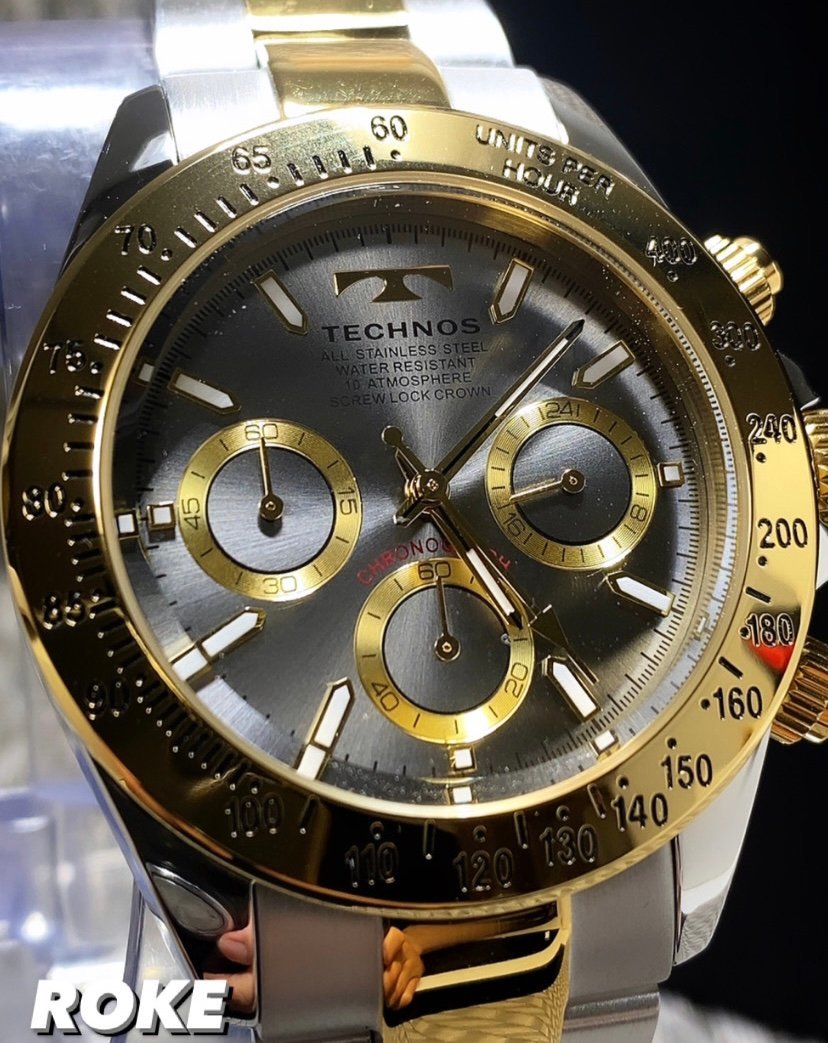 新品 テクノス TECHNOS 正規品 クロノフラフ 腕時計 ゴールド腕時計