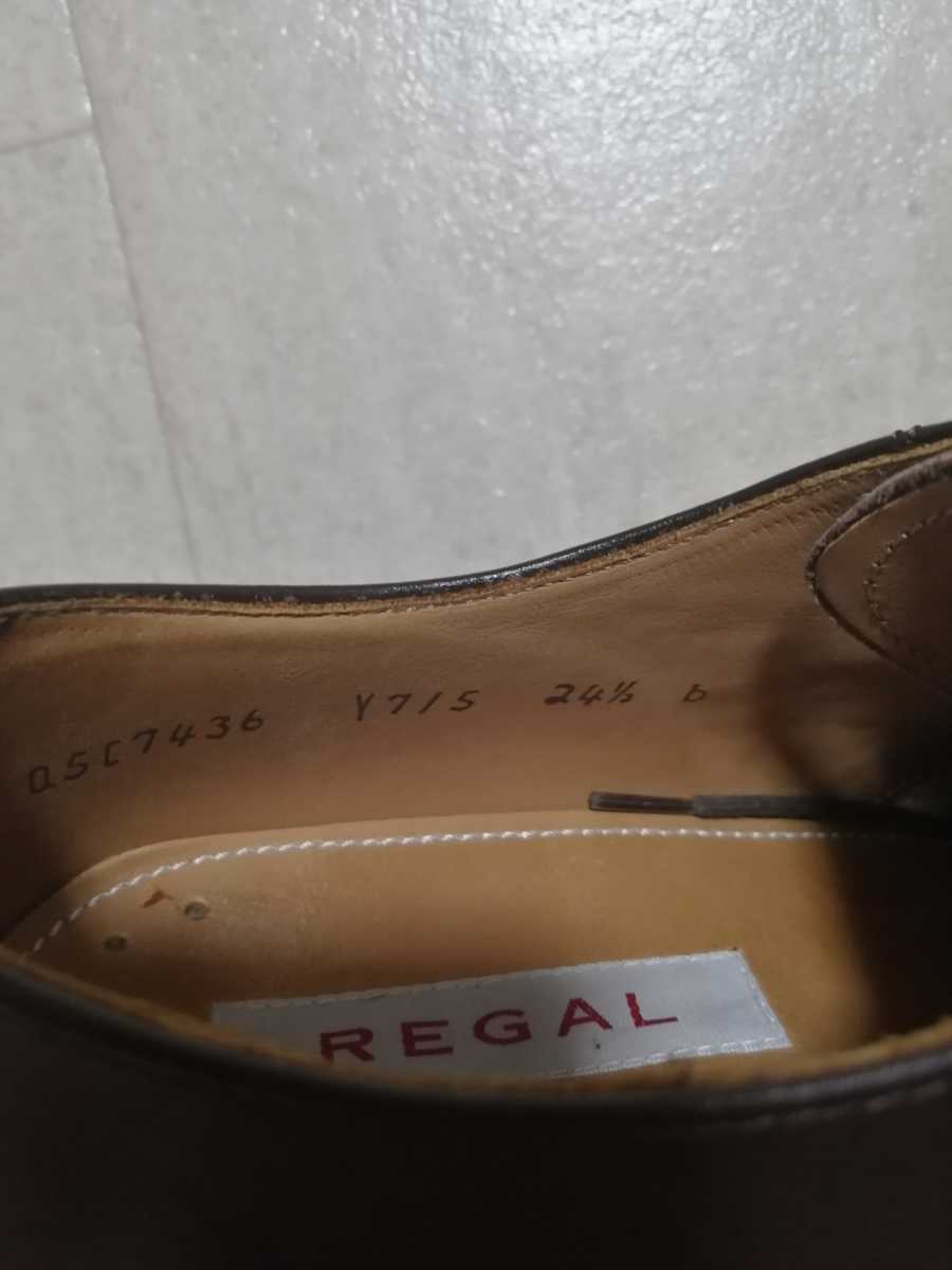 サイズ：24.5cm 美品　日本製　リーガル REGAL レザー　パンチドキャップトゥ　革靴 ビジネスシューズ 本革　ストレートチップ_画像4
