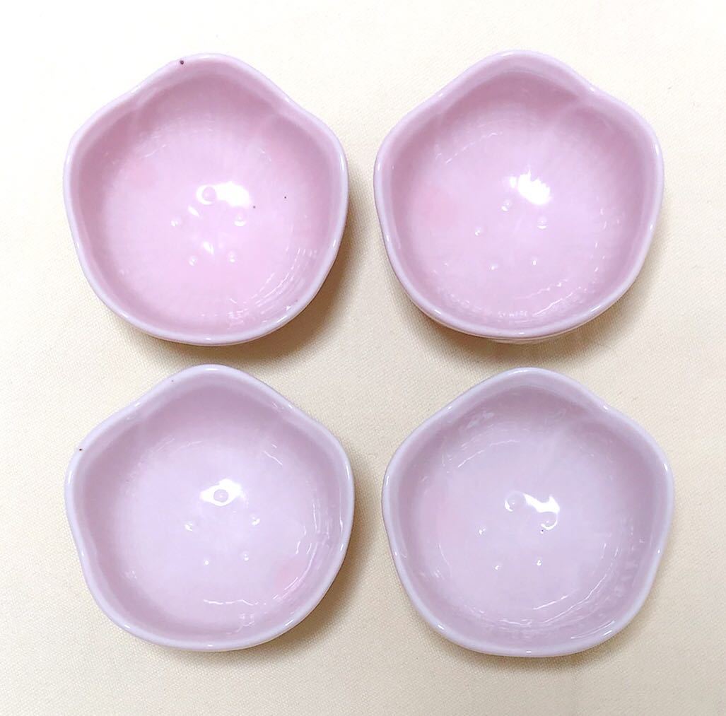  японская посуда керамика розовый Sakura форма бобы тарелка 4 шт 