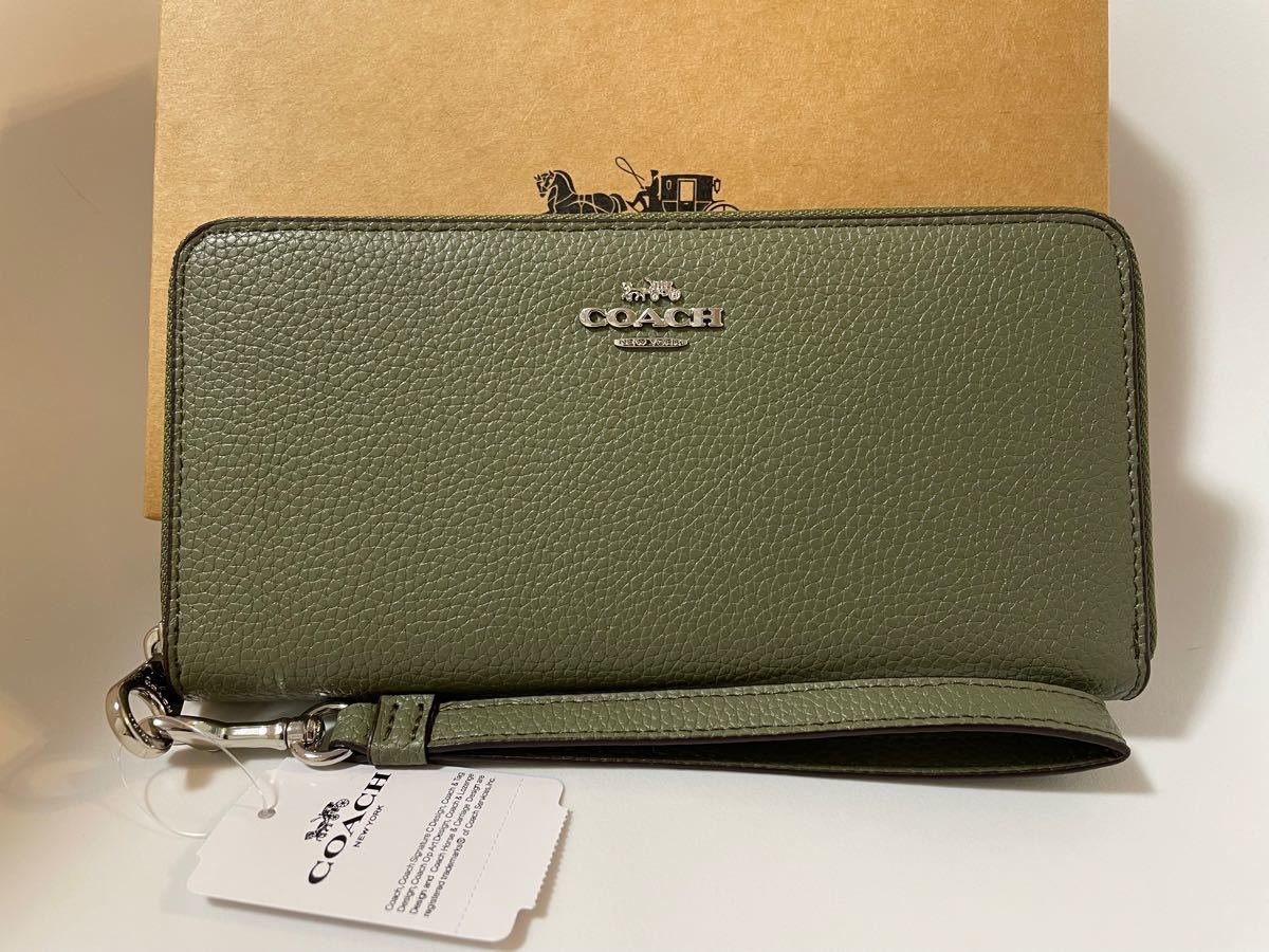 COACH コーチ 長財布 財布 グリーン 無地 ストラップ付|Yahoo COACH コーチ 長財布 財布 グリーン 無地 ストラップ付|Yahoo