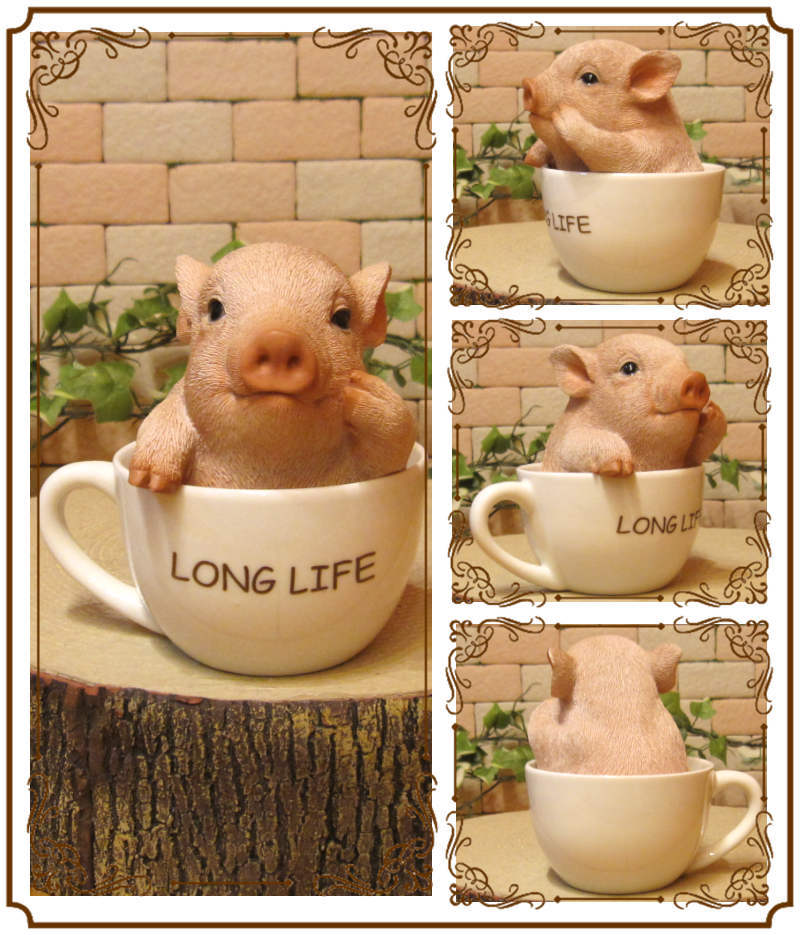  real . pig. ornament tea cup b- pig. objet d'art .... thing ornament garden veranda art 