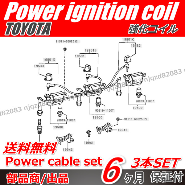 【送料無料】トヨタ アルテッツァ ジータ 2JZ-GE【JCE10W | JCE15W】ダイレクト イグニッションコイル スパークケーブル 90919-02216_画像3