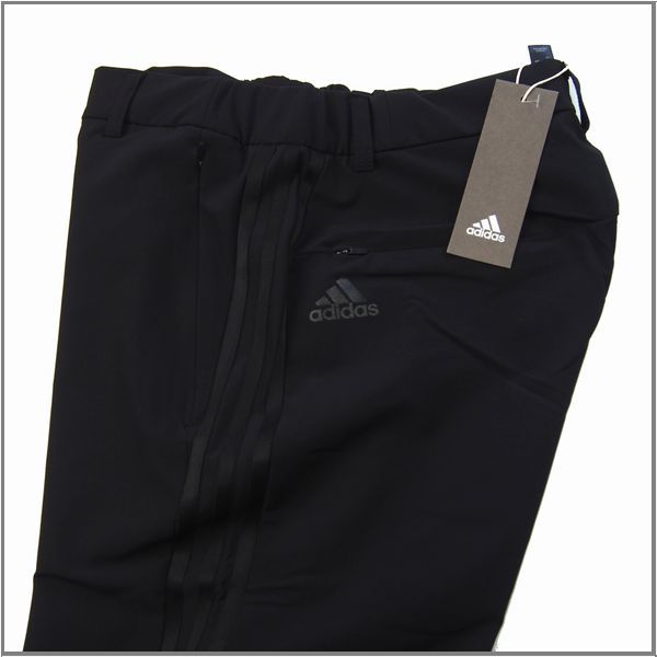 新品 春夏 adidas アディダス ゴルフ 3ストライプス 薄手 ストレッチ ロング パンツ テーパード L ブラック_画像2