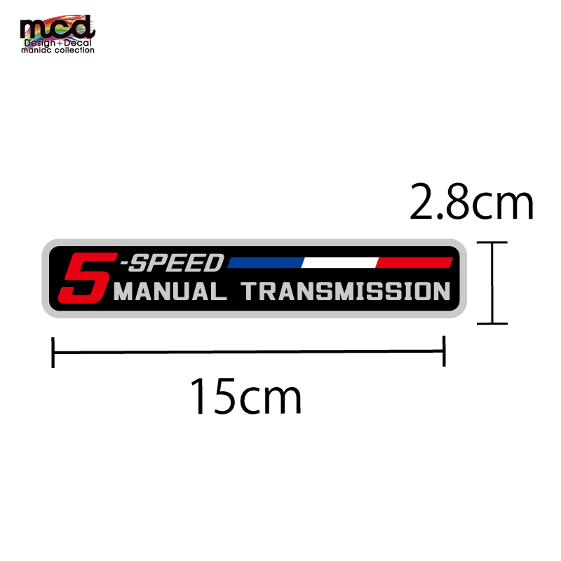 （ミラー）5速マニュアルステッカー 赤 フランス ミッション 5MT 坂道注意 注意書き かっこいい 車用 シール スポーツカー_画像3