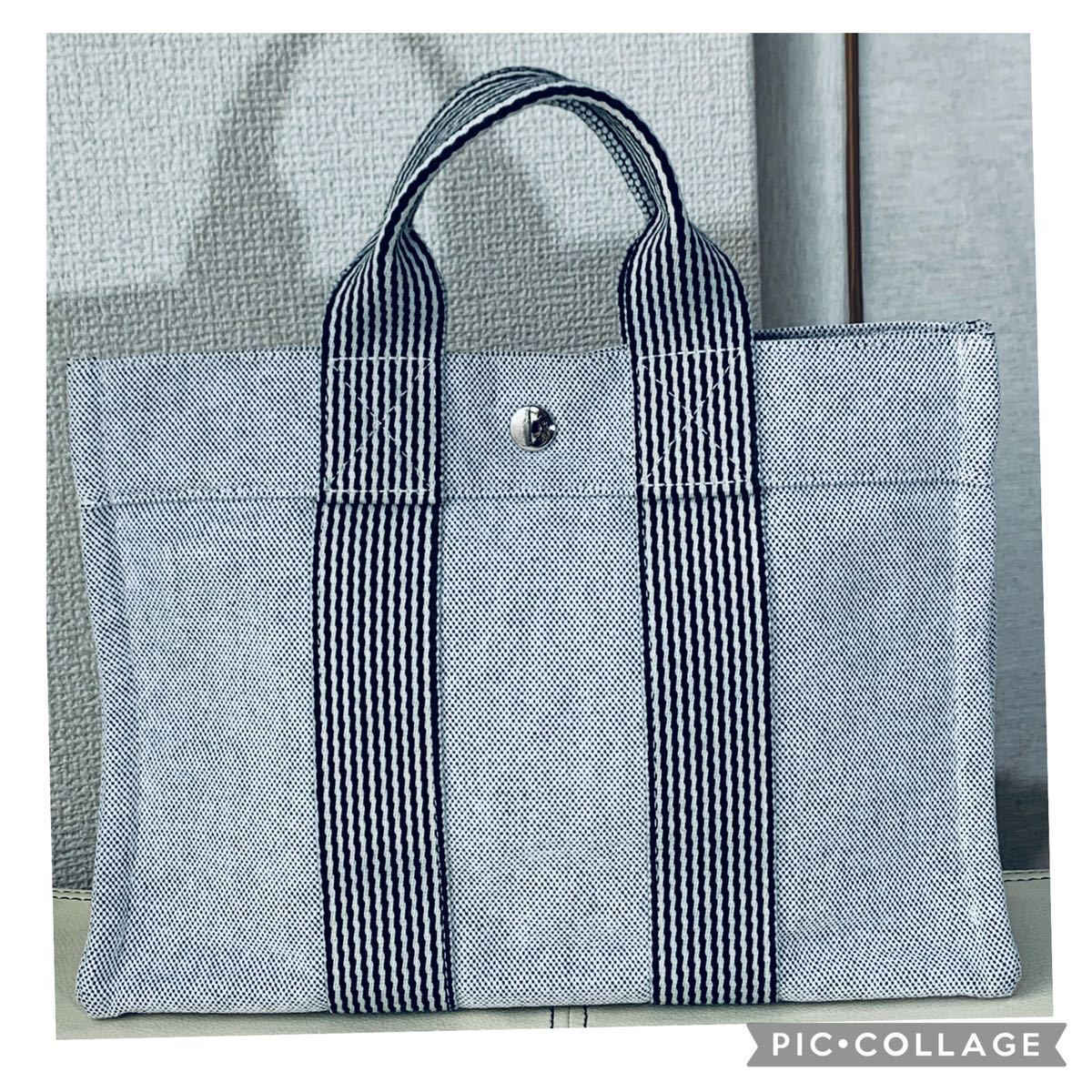 美品】HERMES エルメス ニューフールトゥPM トートバッグ グレー C