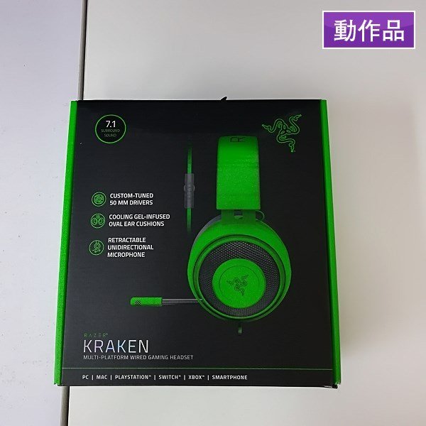 gY194b [訳あり] 動作品 RAZER KRAKEN Green ゲーミングヘッドセット レイザー クラーケン グリーン ヘッドホン | ゲーム Q_画像1