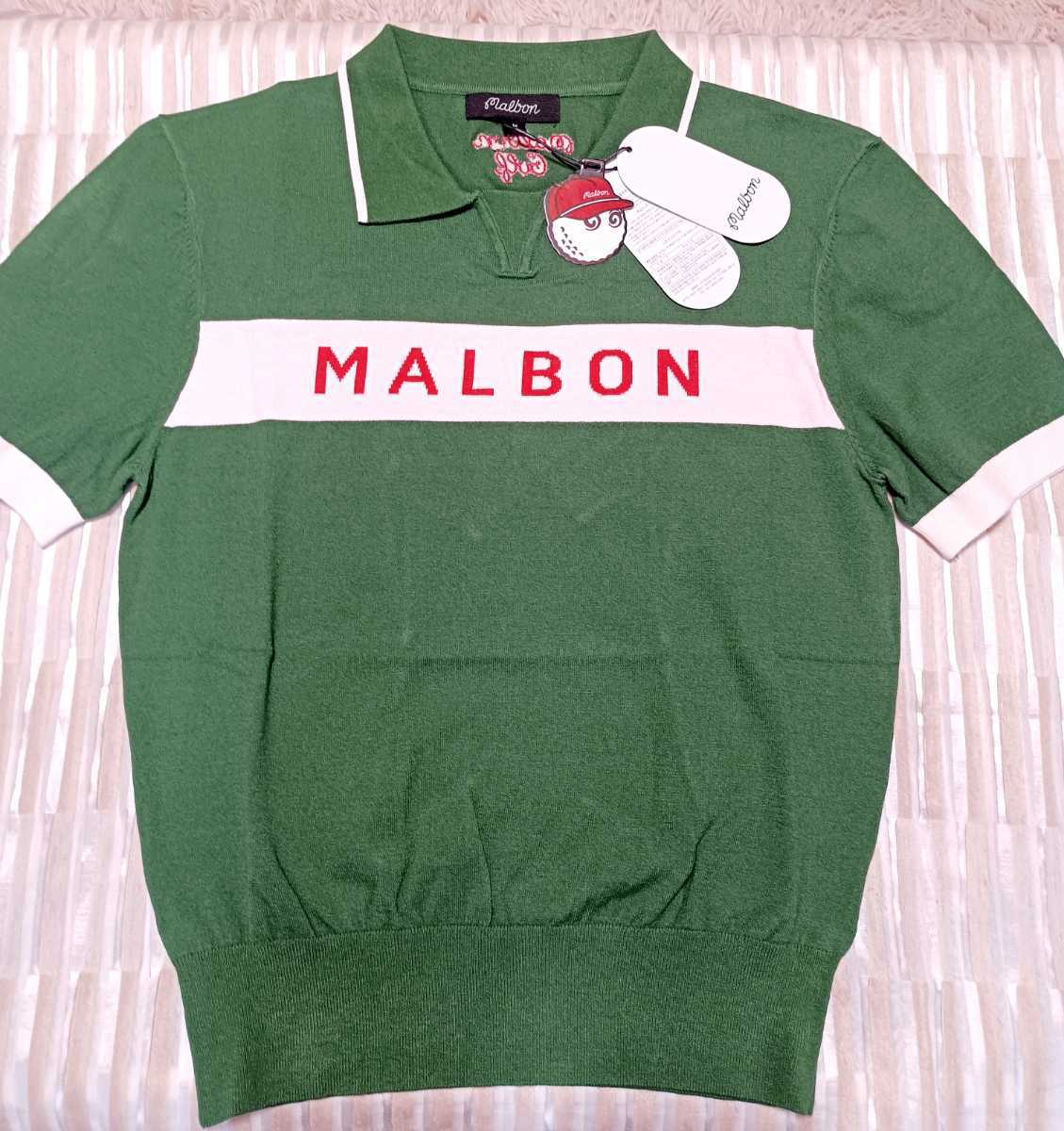マルボン Malbon レディースニットポロシャツカラー グリーン