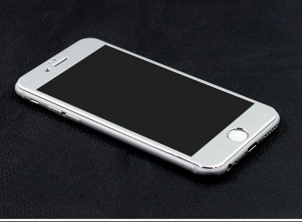 送料無料 シルバー iphone6s iphone6 アルミ チタン ガラス フィルム 金属 カバー シール シート アイフォン 画面 3D曲面 9H_画像1