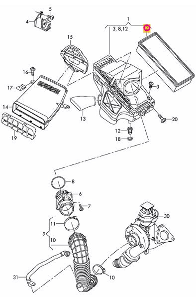 Audi アウディ A4(B8) 8KCDH用 エアフィルター_画像2