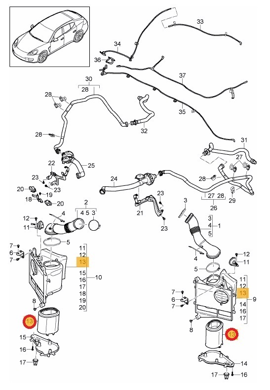 Porsche Porsche Panamera (970) 970M48A для воздушный фильтр 