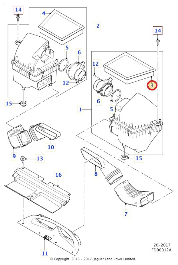 JAGUAR ジャガー XF JB3VA用 エアフィルター 左右セットの画像4