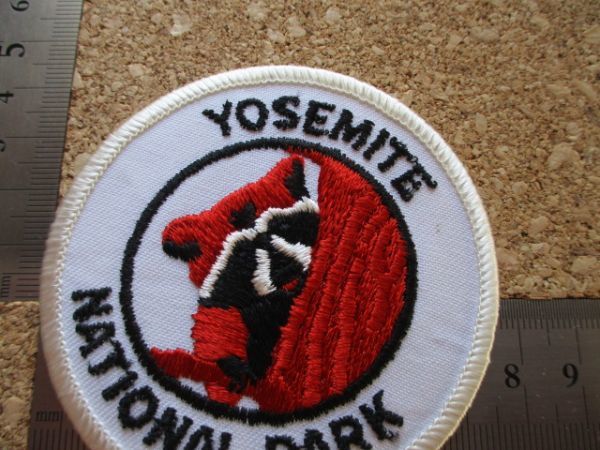 80s ヨセミテ国立公園YOSEMITE NATIONAL PARK 刺繍ワッペン/動物アライグマVintage観光ビンテージ旅行スーベニア土産アップリケUSAパッチ_画像9