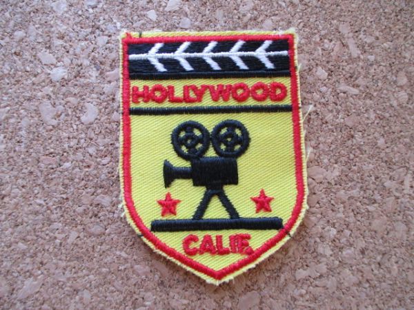 70s ハリウッド HOLLYWOOD 刺繍ワッペン/CALIFカリフォルニアVintage観光MOVIEビンテージ映画PATCHESスーベニア土産アップリケUSAパッチの画像1