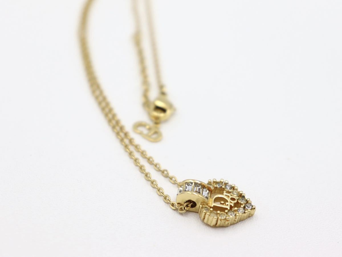 極美品】ハート◎Christian Dior ネックレス ストーン ロゴ