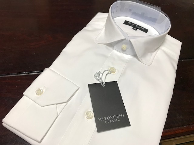 HITOYOSHI　CLASSIC 　白無地　ラウンドカラーワイシャツ　M(39-84)　百貨店販売品　　人吉産_画像1