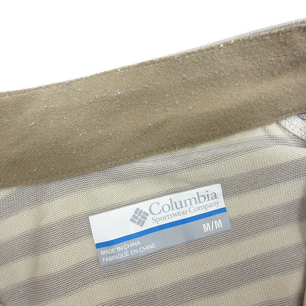 k■コロンビア/Columbia PL2625 ボーダー柄 ハーフジップ長袖スポーツシャツ/インナーウェア【M】LADIES■98【中古】_画像2