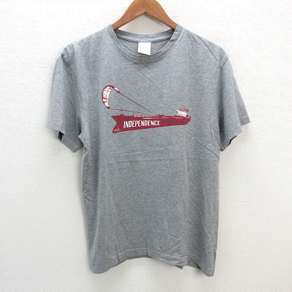 y■INDIA製■アーペーセー/A.P.C INDEPENDNCEプリントTシャツ■灰【 1 】MENS/51【中古】_画像1