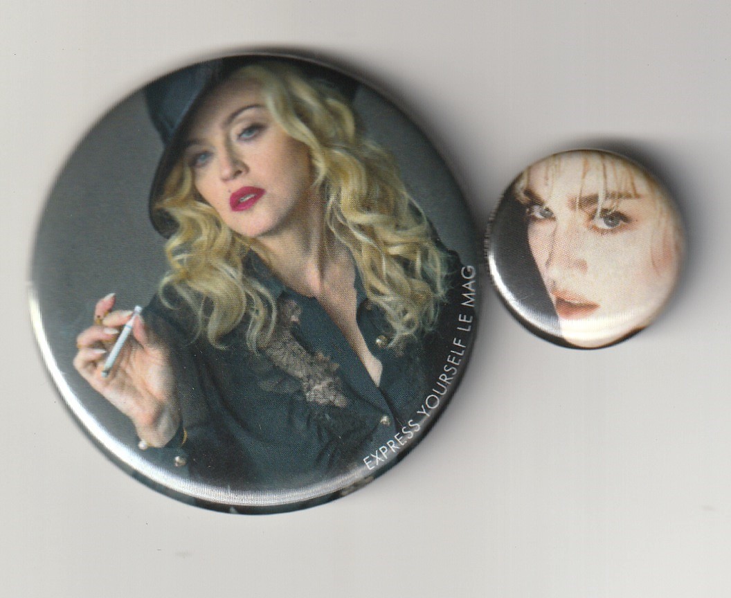 MADONNA　マドンナ 　フランス製 EXPRESS YOURSELF LE MAG 特典用 缶バッジ 　２個セット　_画像1