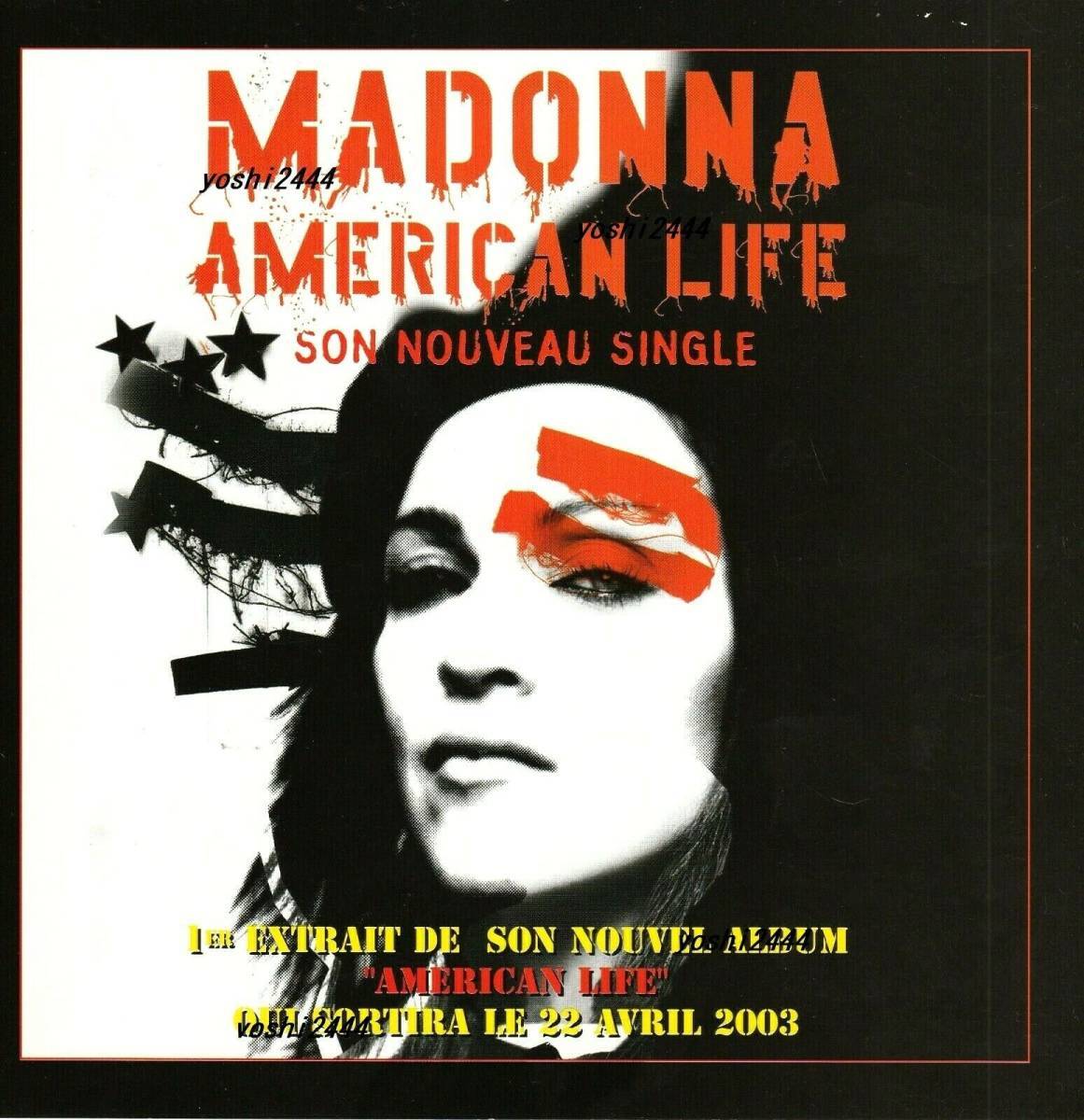 MADONNA　マドンナ　American Life (single)　フランス製 プレスリリース 見開きリーフレット　_画像1