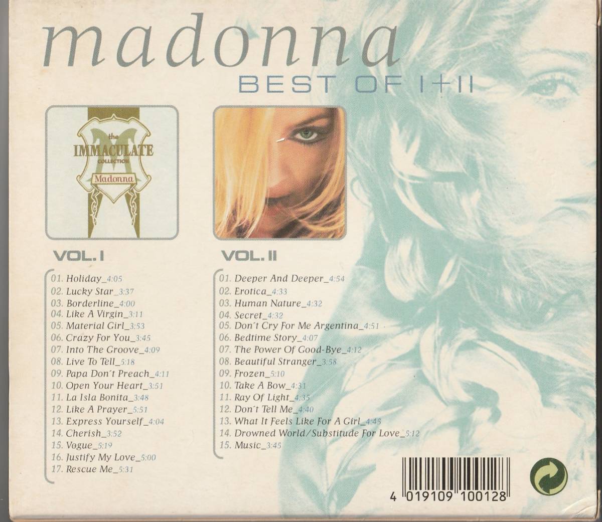 MADONNA　マドンナ　BEST OF Ⅰ + Ⅱ　限定盤 2枚組 CDボックスセット　：　The Immaculate Collection　/　GHV2_画像2