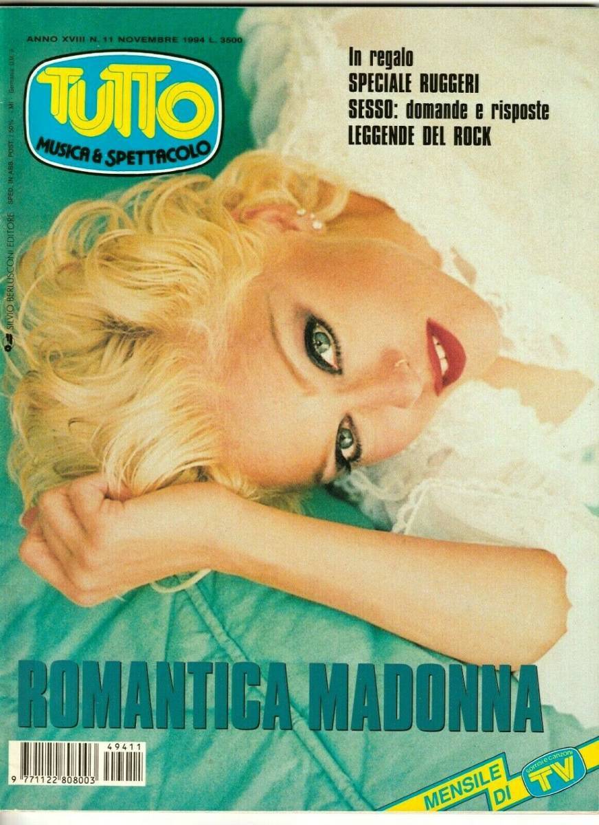 MADONNA　マドンナ　表紙雑誌 　 TUTTO　 （イタリア雑誌）　1994年　：　Bedtime Stories_画像1