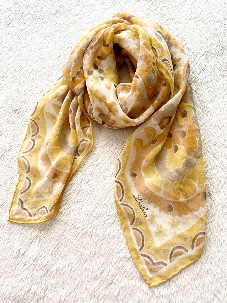 Leilian Италия производства peiz Lee рисунок шелк шарф шелк палантин желтый желтый цвет Leilian Ray Lien прекрасный товар 